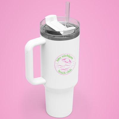 Michigan-themed insulated tumbler with a straw