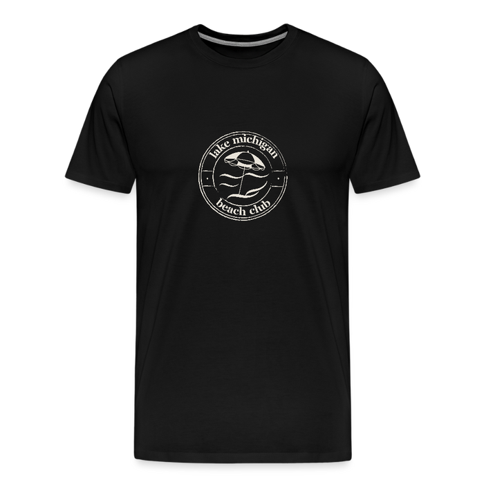 Lake Michigan Beach Club™ Men’s Premium Tee – Black with White Logo - black