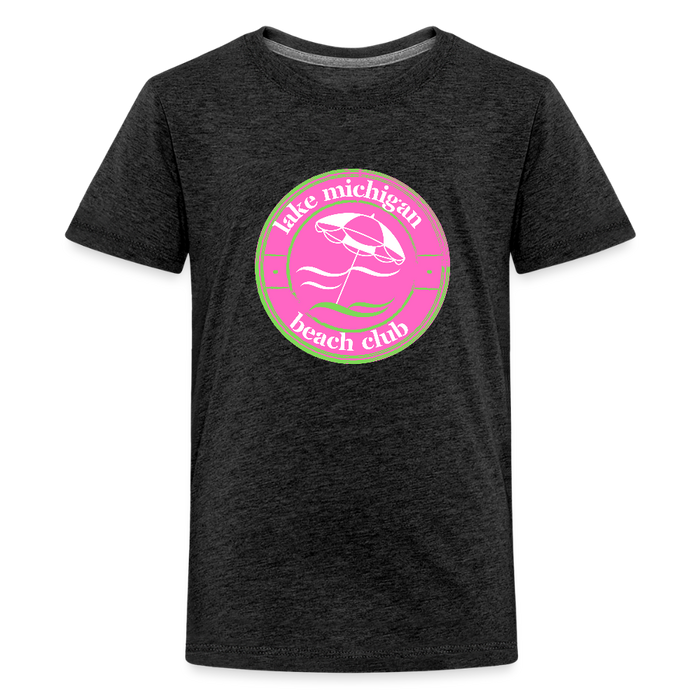 Lake Michigan Fresh Coast™ Kids’ Tee – Pink & Green (Fresh Coast Prep™) - charcoal grey