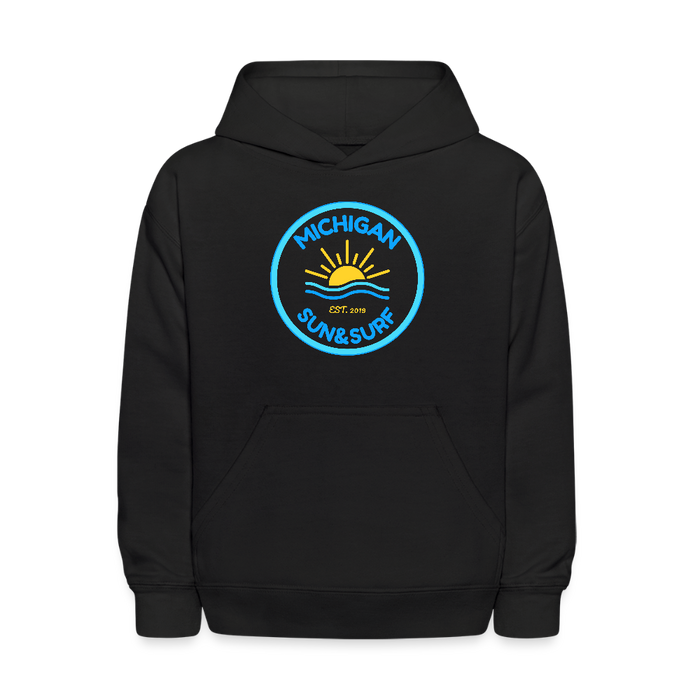 Michigan Sun & Surf™ Kids Hoodie – Retro Style for Little Explorers - black