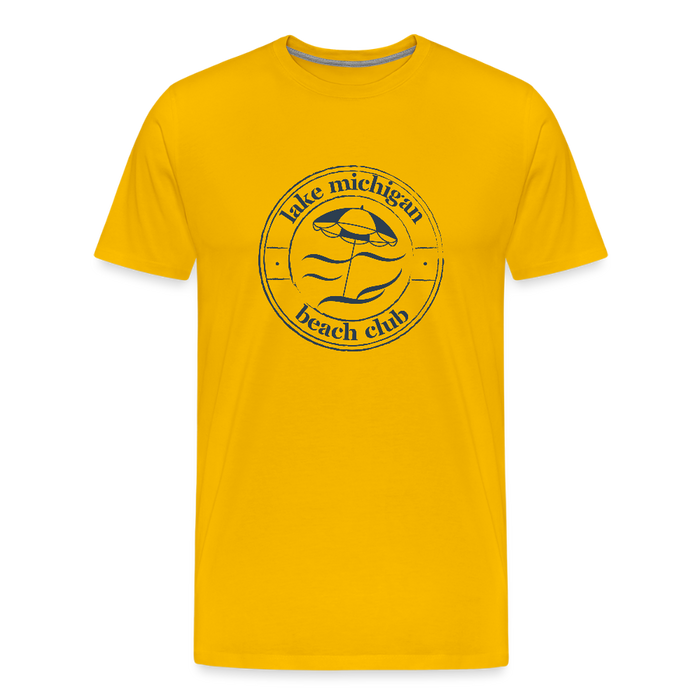 Lake Michigan Beach Club™ Men’s T-Shirt – Navy Logo - sun yellow
