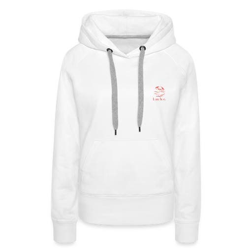 Lake Michigan Beach Club Women’s Premium Hoodie – White with Coral Logo - white