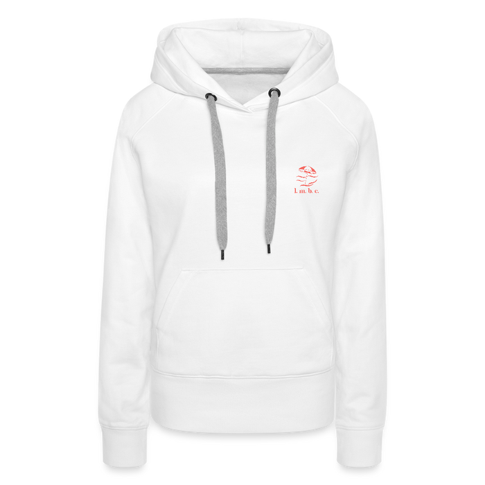 Lake Michigan Beach Club Women’s Premium Hoodie – White with Coral Logo - white