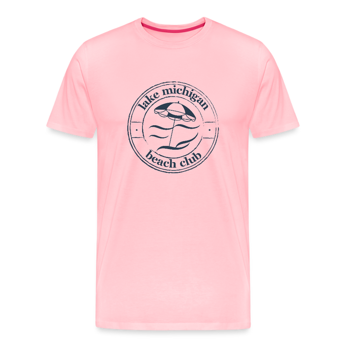 Lake Michigan Beach Club™ Men’s T-Shirt – Navy Logo - pink