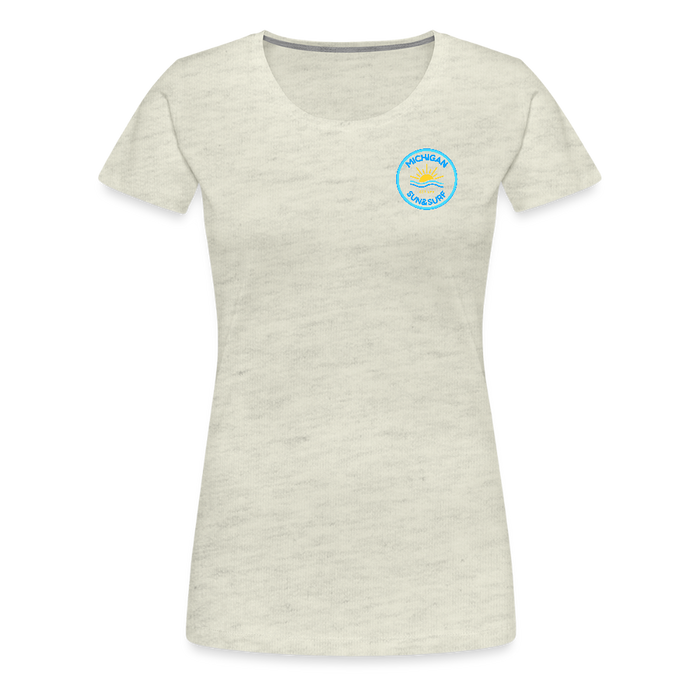 Michigan Sun & Surf™ Women's Premium Tee – Retro Beach Vibes - heather oatmeal