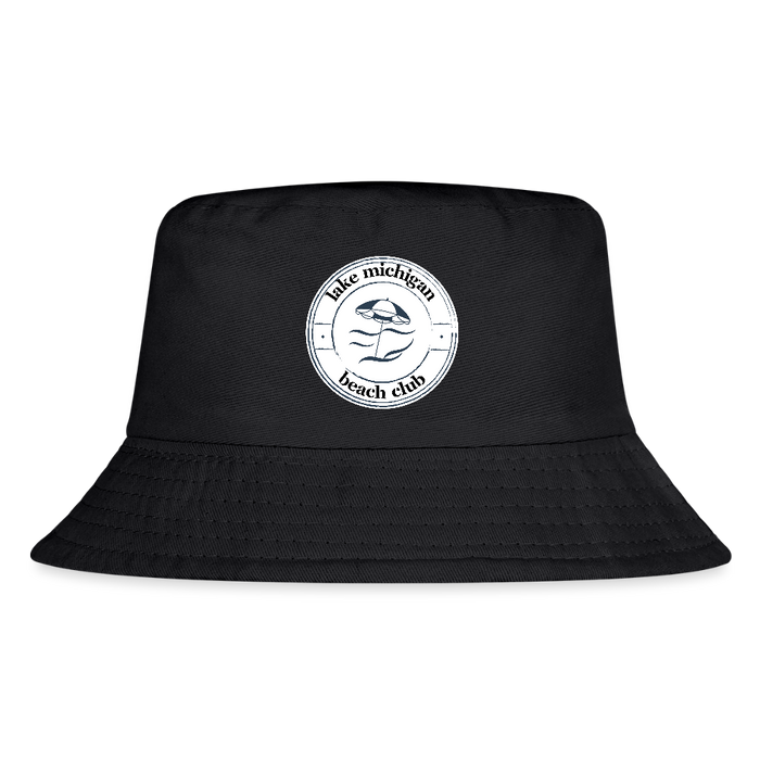 Lake Michigan Beach Club Kid’s Bucket Hat – Premium Cotton Beach Hat for Kids - black