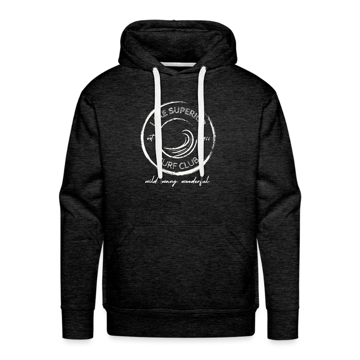 Lake Superior Surf Club Premium Hoodie – White Logo | Wild. Wavy. Wonderful. - charcoal grey