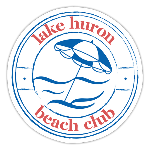 Lake Huron Beach Club Sticker – Blue & Red | Durable Vinyl - white matte