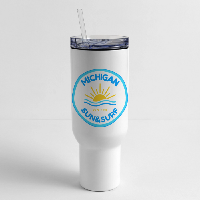Michigan Sun & Surf™ 40 oz Travel Tumbler – Hydrate in Retro Style - white