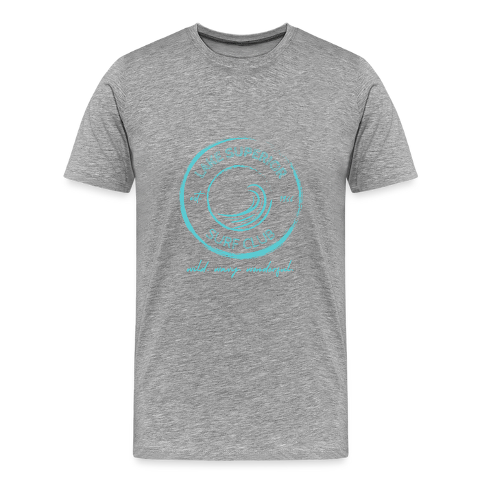 Lake Superior Surf Club Premium Unisex T-Shirt – Aqua Logo | Wild. Wavy. Wonderful. - heather gray