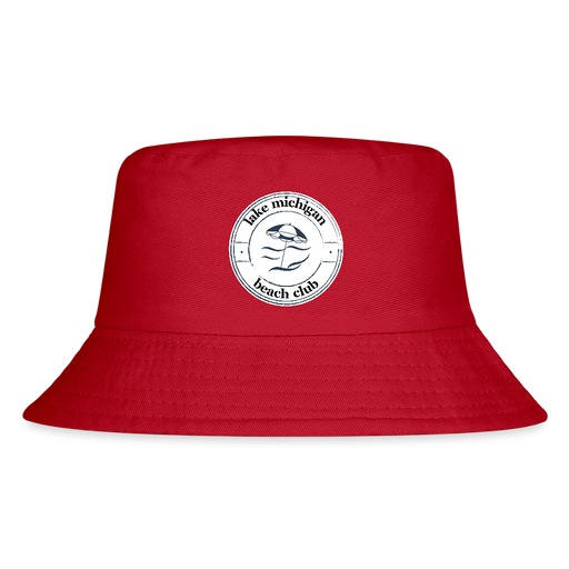 Lake Michigan Beach Club Kid’s Bucket Hat – Premium Cotton Beach Hat for Kids - red