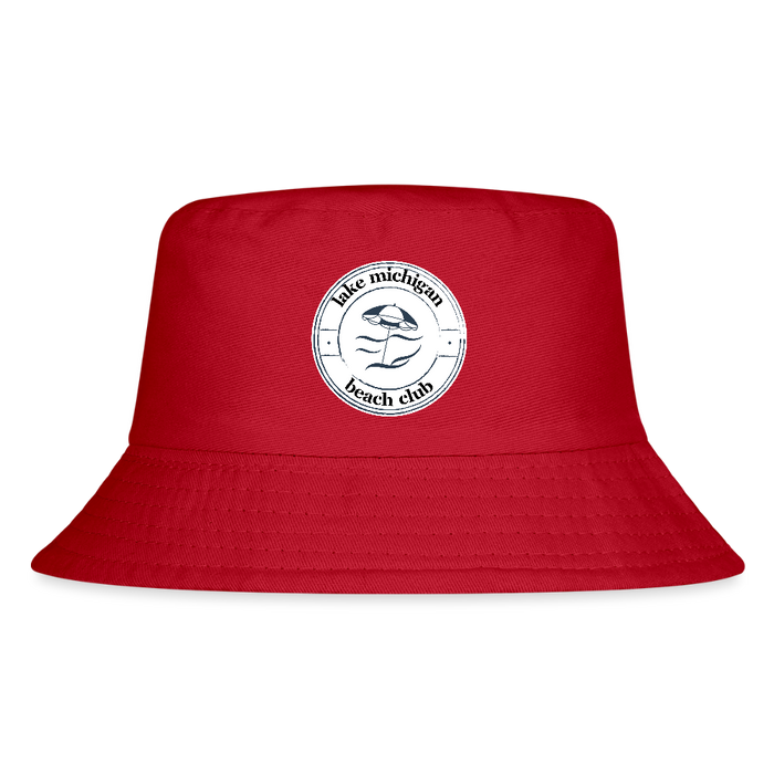 Lake Michigan Beach Club Kid’s Bucket Hat – Premium Cotton Beach Hat for Kids - red