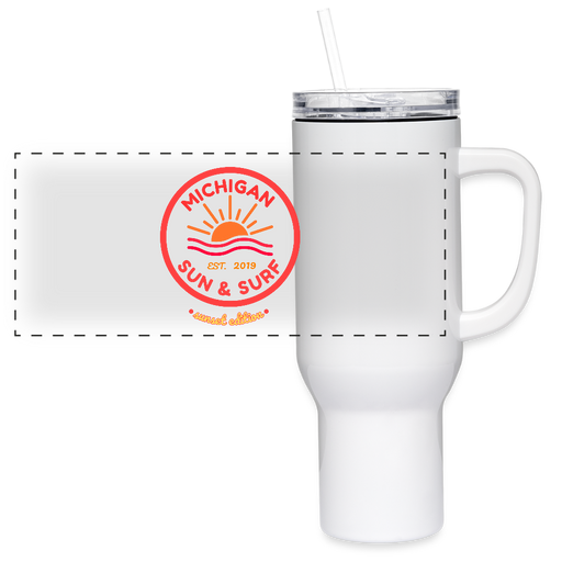 Michigan Sun & Surf “Sunset Edition” Thermal Mug – Insulated Travel Tumbler - white