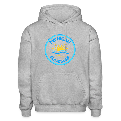 Michigan Sun & Surf™ Heavy Blend Hoodie – Classic Fit & Retro Vibes - heather gray