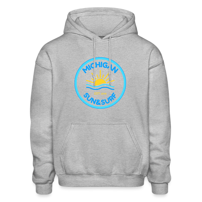 Michigan Sun & Surf™ Heavy Blend Hoodie – Classic Fit & Retro Vibes - heather gray
