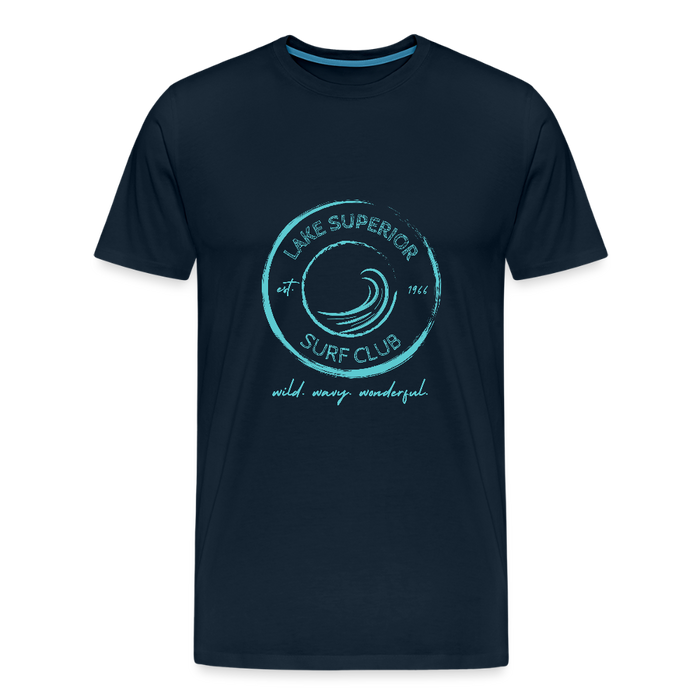 Lake Superior Surf Club Premium Unisex T-Shirt – Aqua Logo | Wild. Wavy. Wonderful. - deep navy