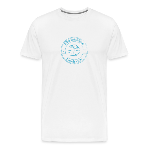 Lake Michigan Beach Club™ Men’s Premium Tee – White with Teal Logo - white