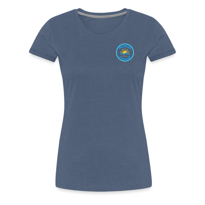 Michigan Sun & Surf™ Women's Premium Tee – Retro Beach Vibes - heather blue