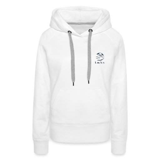 Lake Michigan Beach Club Women’s Premium Hoodie – White with Navy Logo - white