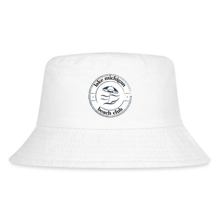 Lake Michigan Beach Club Kid’s Bucket Hat – Premium Cotton Beach Hat for Kids - white
