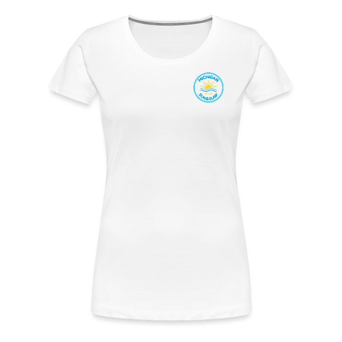 Michigan Sun & Surf™ Women's Premium Tee – Retro Beach Vibes - white