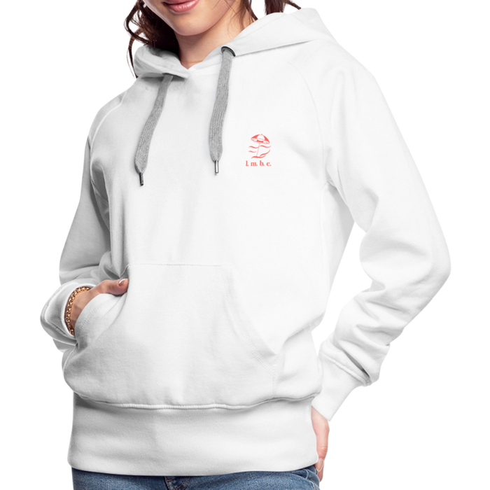 Lake Michigan Beach Club Women’s Premium Hoodie – White with Coral Logo - white