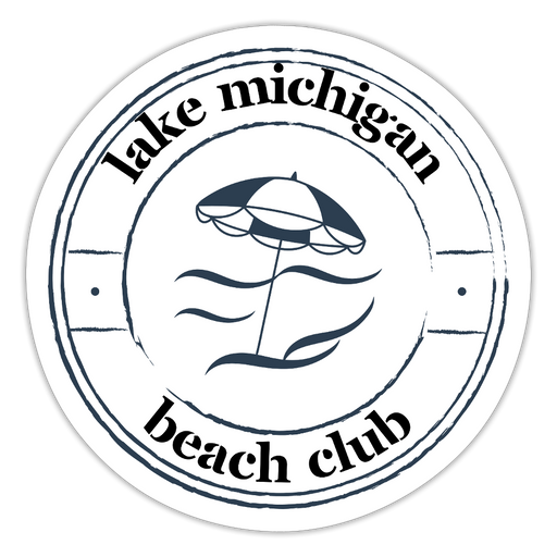 Lake Michigan Beach Club Sticker – Navy on White - white matte