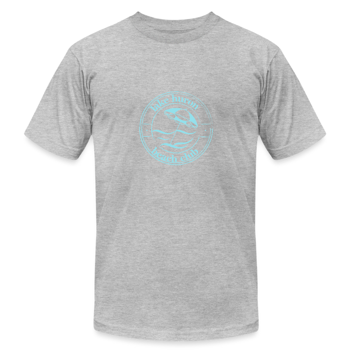 Lake Huron Beach Club Unisex Jersey T-Shirt – Soft Teal Logo | Bella + Canvas - heather gray