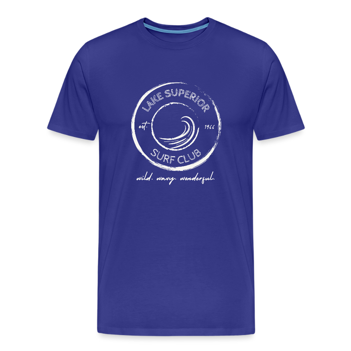 Lake Superior Surf Club Premium Unisex T-Shirt – White Logo | Wild. Wavy. Wonderful. - royal blue