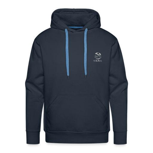 Lake Michigan Beach Club Men’s Premium Hoodie – Navy with Sand Logo - navy