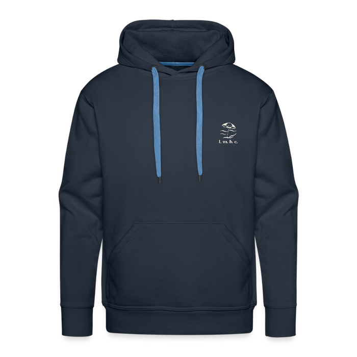 Lake Michigan Beach Club Men’s Premium Hoodie – Navy with Sand Logo - navy