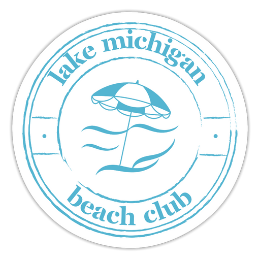 Lake Michigan Beach Club™ Sticker – Aqua on White - white matte