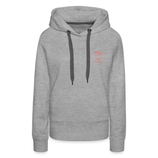 Lake Michigan Beach Club Women’s Premium Hoodie – Heather Gray with Coral Logo - heather grey