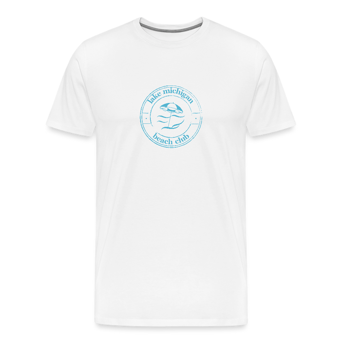 Lake Michigan Beach Club™ Men’s Premium Tee – White with Teal Logo - white