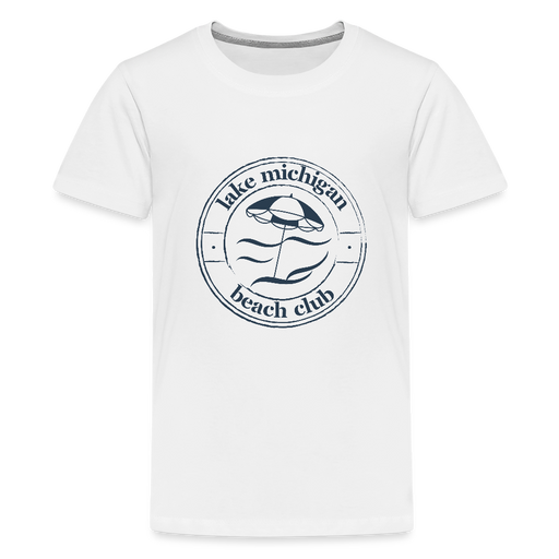 Lake Michigan Beach Club™ Kids' Premium Tee – White with Navy Logo Timeless, clean, and made for - white