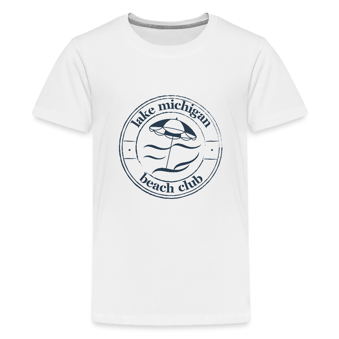 Lake Michigan Beach Club™ Kids' Premium Tee – White with Navy Logo Timeless, clean, and made for - white