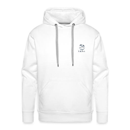 Lake Michigan Beach Club Men’s Premium Hoodie – White with Navy Logo - white