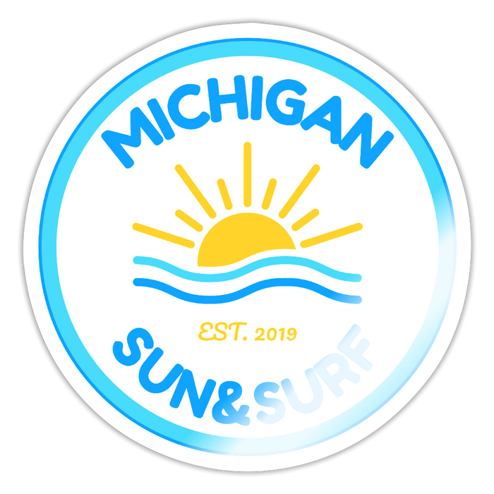 Michigan Sun & Surf  Sticker – Premium Vinyl Decal - white glossy