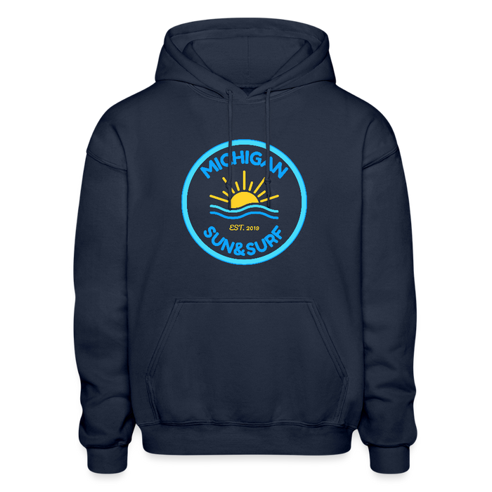 Michigan Sun & Surf™ Heavy Blend Hoodie – Classic Fit & Retro Vibes - navy