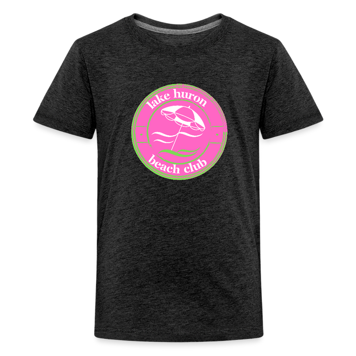 Lake Huron Beach Club™ Kids’ Tee – Red, White & Blue (Fresh Coast Prep™) - charcoal grey