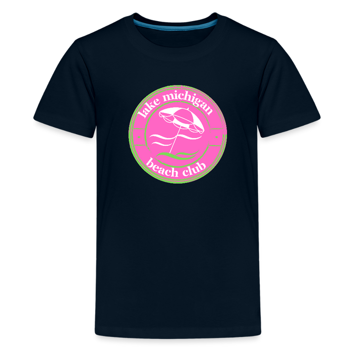 Lake Michigan Fresh Coast™ Kids’ Tee – Pink & Green (Fresh Coast Prep™) - deep navy
