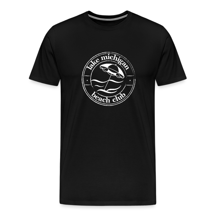 Lake Michigan Beach Club™ Men’s T-Shirt – White Logo - black
