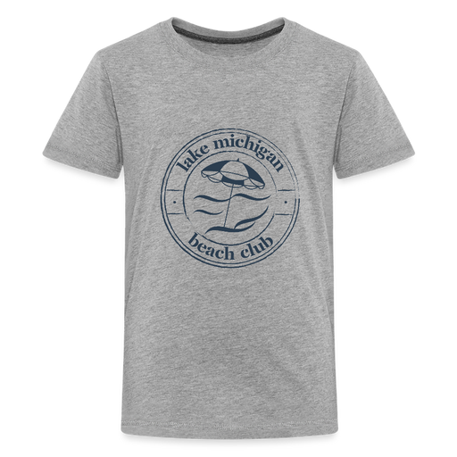 Lake Michigan Beach Club™ Kids' Premium Tee – Heather Gray with Navy Logo - heather gray