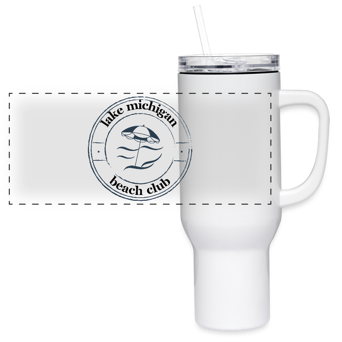 Lake Michigan Beach Club™ 40 oz Travel Tumbler – White with Navy Logo - white