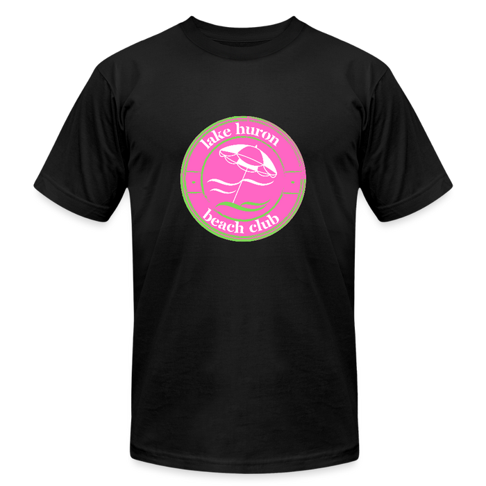 Lake Huron Beach Club™ Tee – Fresh Coast Prep (Pink & Green Solid) - black