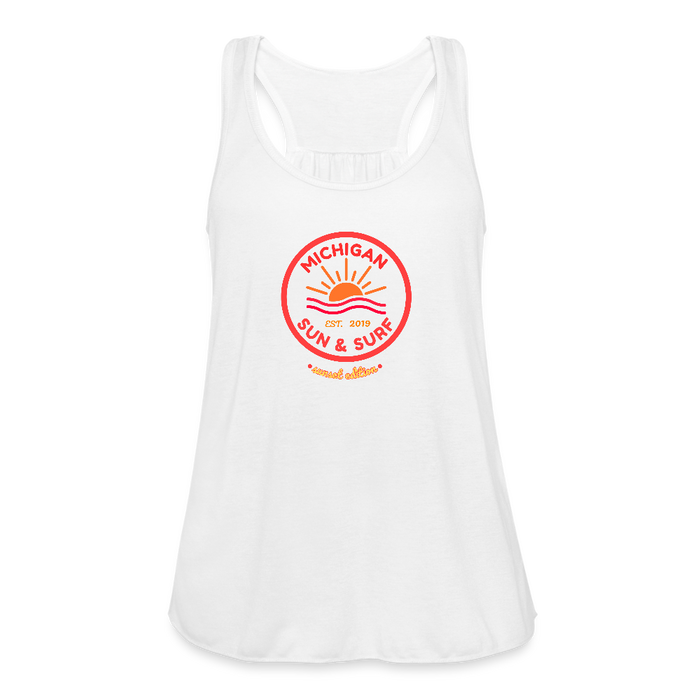 Michigan Sun & Surf “Sunset Edition” Women’s Flowy Tank Top – Bella + Canvas - white