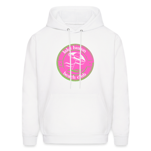 Lake Huron Beach Club™ Hoodie – Fresh Coast Prep (Pink & Green) - white