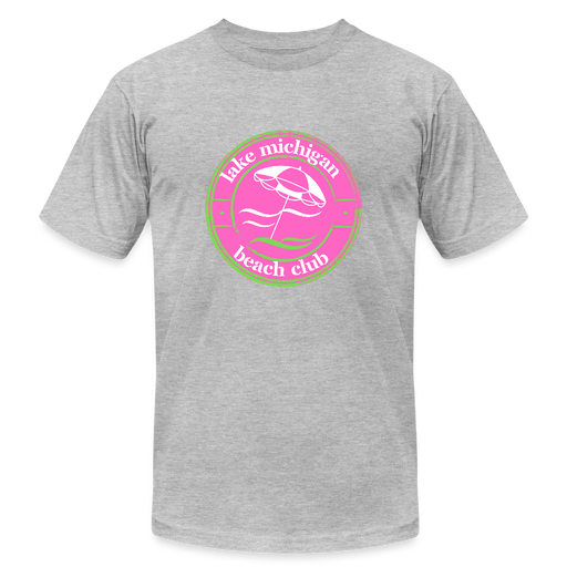 Lake Michigan Fresh Coast™ T-Shirt – Green & Pink Solid | Michigan Beach Store - heather gray