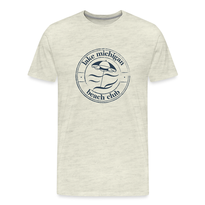 Lake Michigan Beach Club™ Men’s T-Shirt – Navy Logo - heather oatmeal