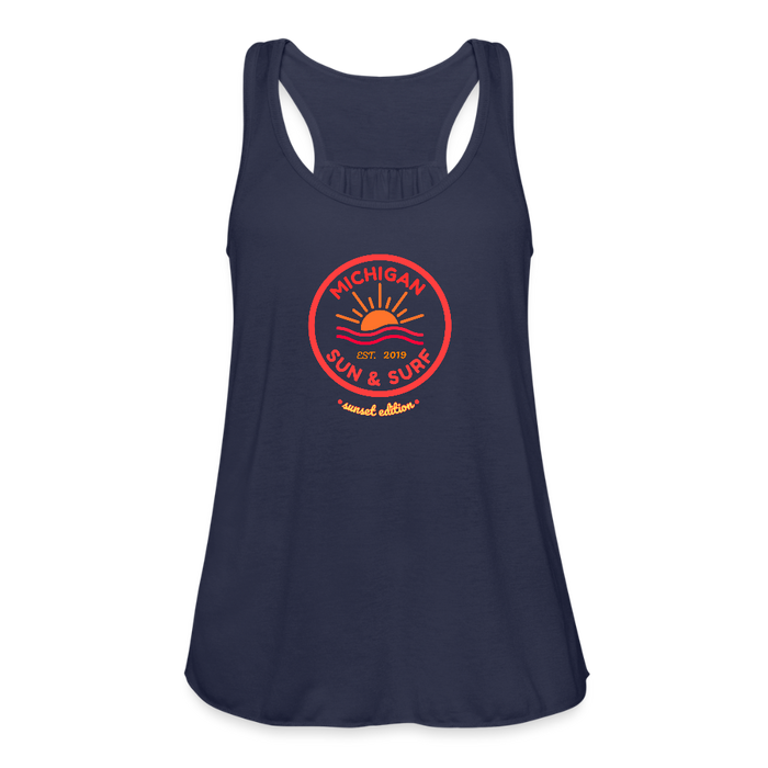 Michigan Sun & Surf “Sunset Edition” Women’s Flowy Tank Top – Bella + Canvas - navy